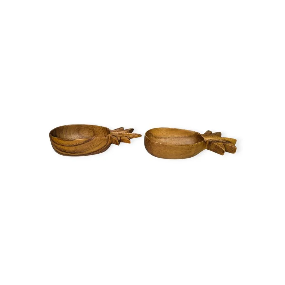 Vintage Monkey Pod Wood Carved Pineapple Shaped Wooden Bowls/Dishes Set …